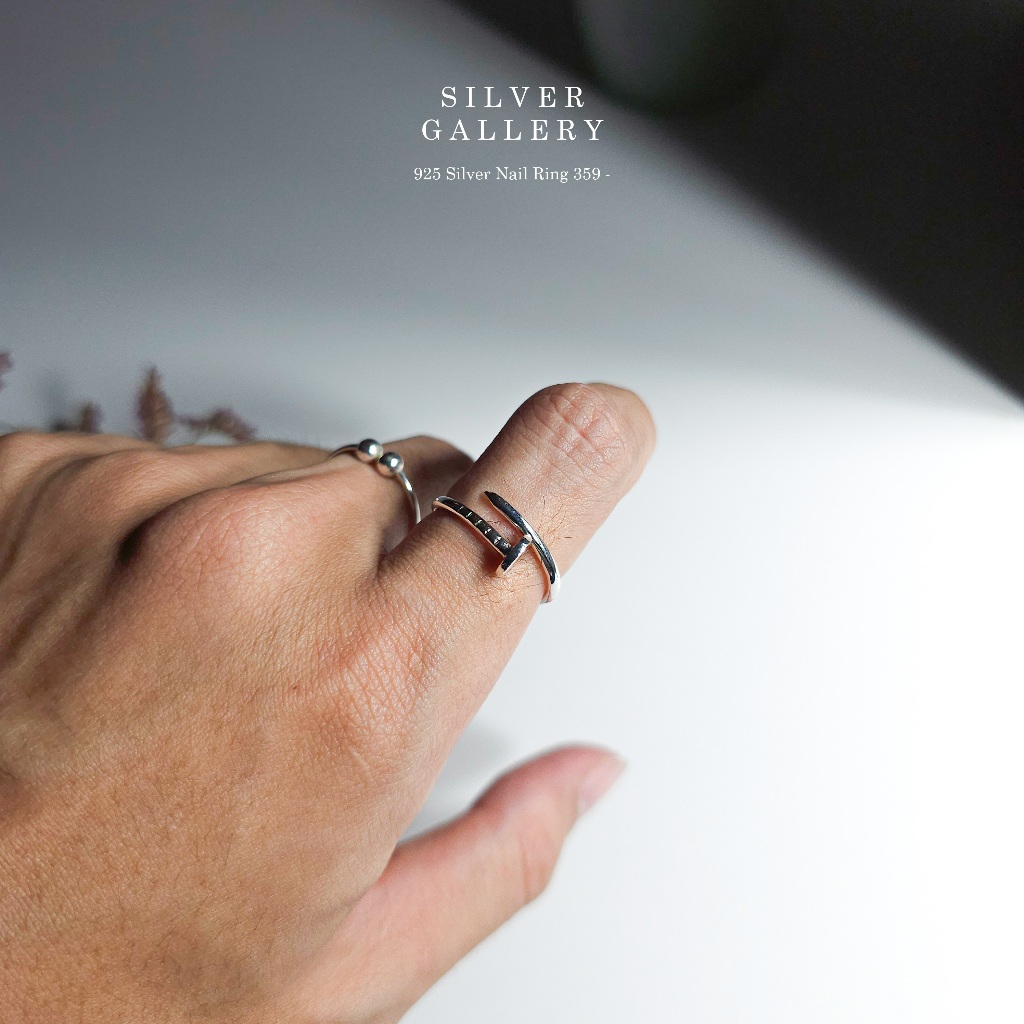 แหวนเงินแท้ 925 Silver Nail Ring แหวนเงินแท้ แหวนตะปู แหวนเงิน เครื่องประดับเงิน Silver Ring