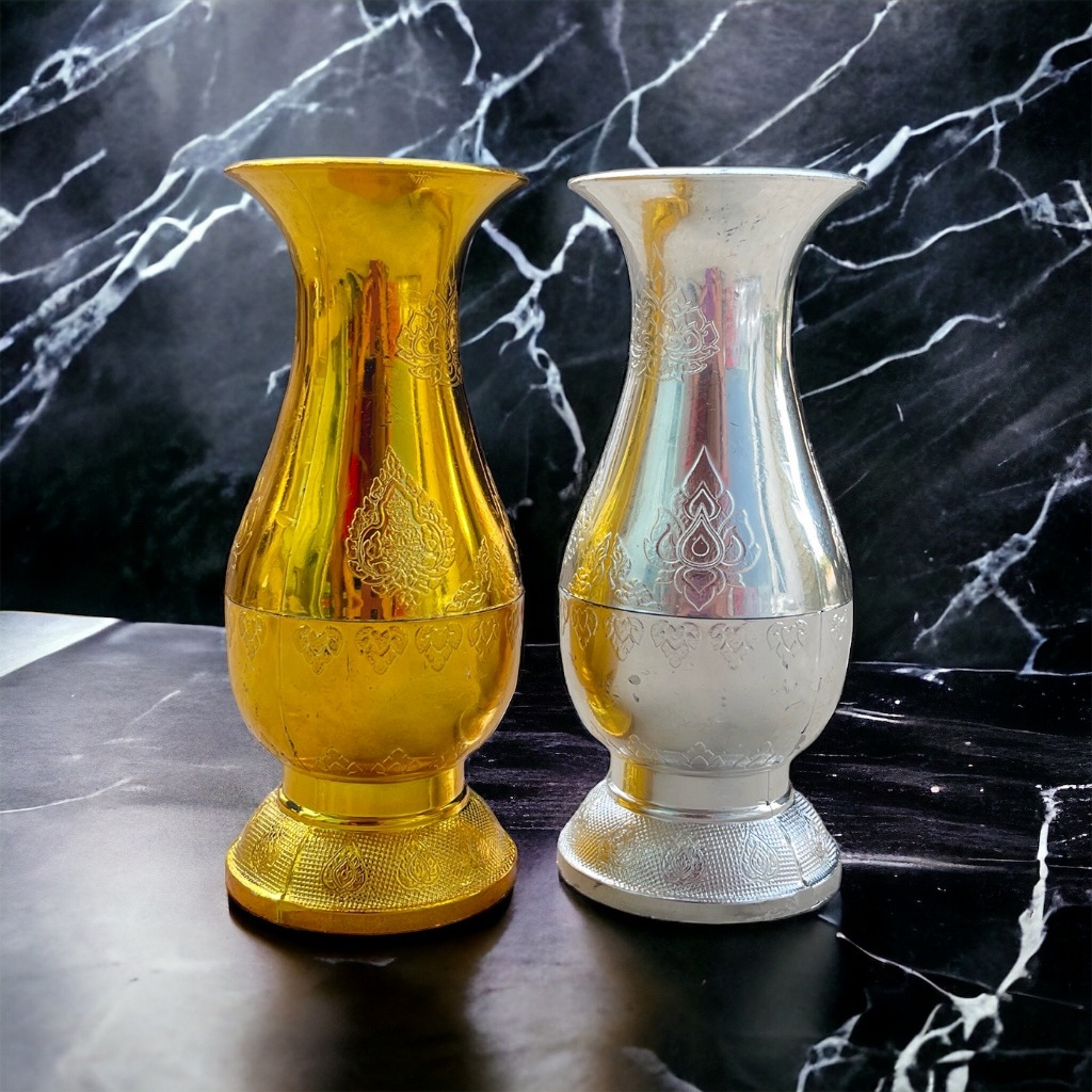 แจกัน พลาสติก เกรดA สีทอง-สีเงิน แจกันดอกไม้