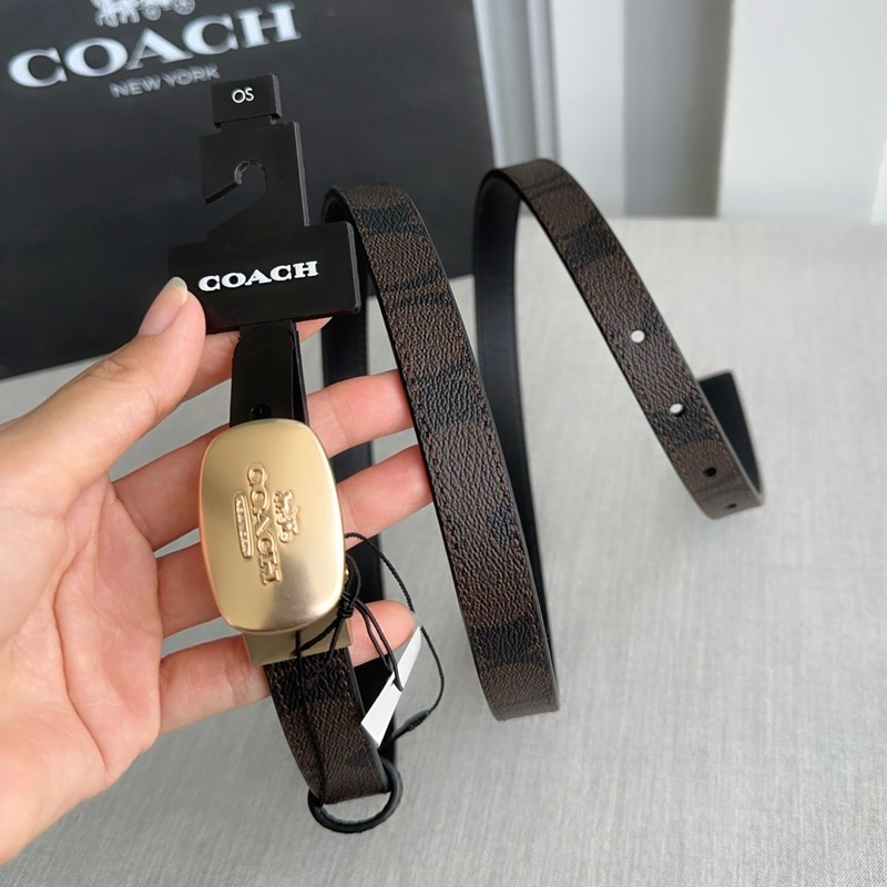 ✴️แท้ 💯% เข็มขัด Coac h Signature Buckle Cut To Size Reversible Eliza Belt #CP367