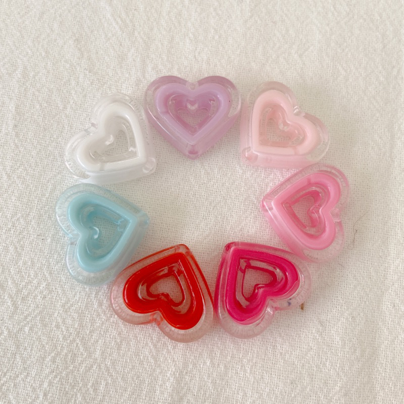 ลูกปัดรูปหัวใจ B008 ลูกปัดตกแต่งเครื่องประดับ งานdiy