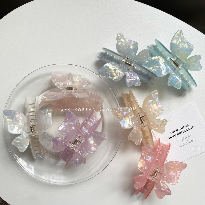 (พร้อมส่งทุกสี) กิ๊บหนีบผม Pastel butterfly (6 สี)