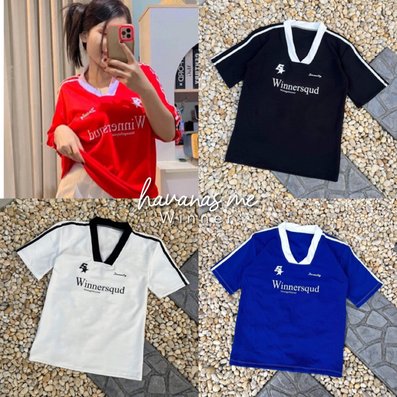 พร้อมส่ง เสื้อคอวีสกรีน Winnersquad มี 3 สี havanas me