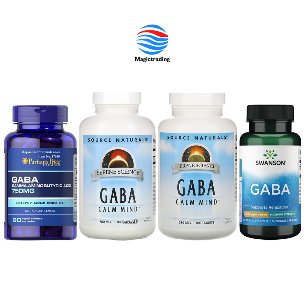GABA 750 mg 60 Capsules, 90 Capsules, 180 Capsules, 180 Tablets.