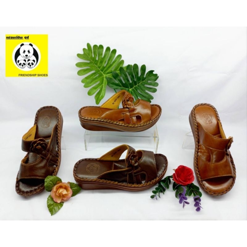 **ซื้อ 1 คู่แถม 1 คู่คละแบบได้** รองเท้าหนังแท้ Friendship shoes รุ่น 4662–005 หนังนิ่มขายดี รองเท้าเพื่อสุขภาพ ทนทาน