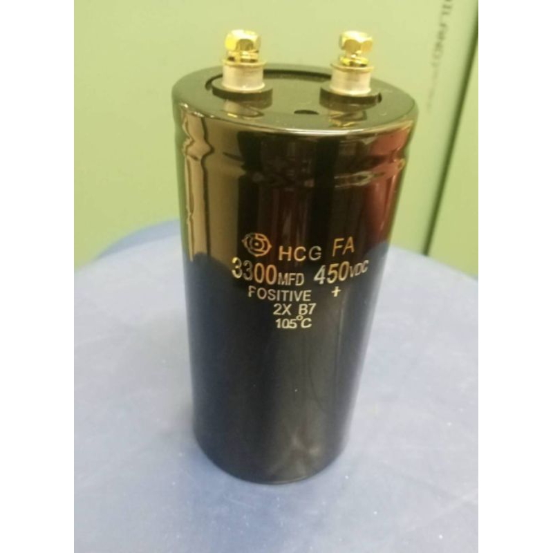C-3300 uf 450 VDC + - 20% คาปาซิเตอร์ 3300 uf 450 VDC ขนาด 6x12.5 Cm ของไหม่-ของแท้(วัดค่าได้ทุกตัว)