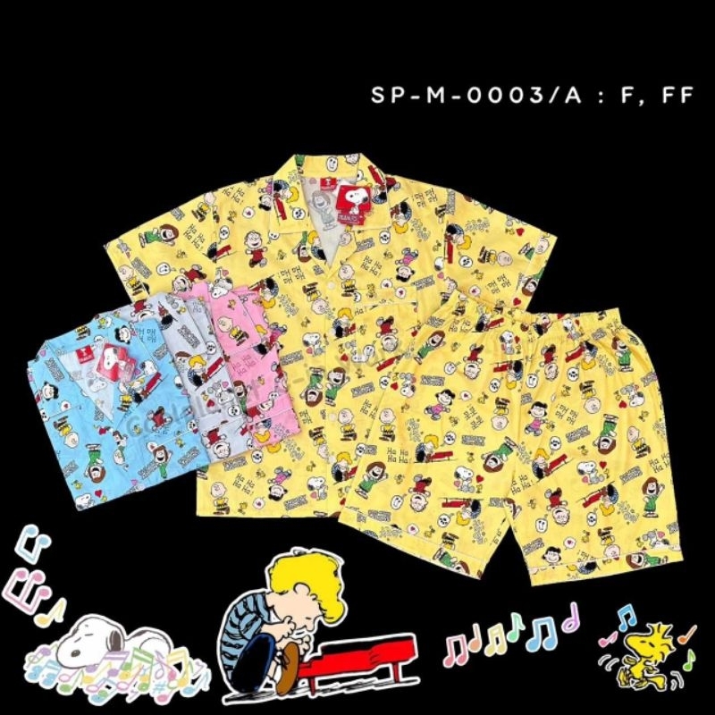 ชุดนอนผู้ใหญ่ลาย Snoopy แขนสั้น-ขาสั้น F, FF ลิขสิทธิ์แท้
