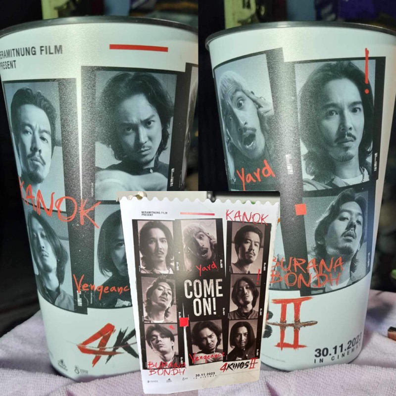 (ทักลด 50%) แก้ว4Kings แก้วน้ำโรงหนัง ใหม่เอี่ยม พร้อมฝา