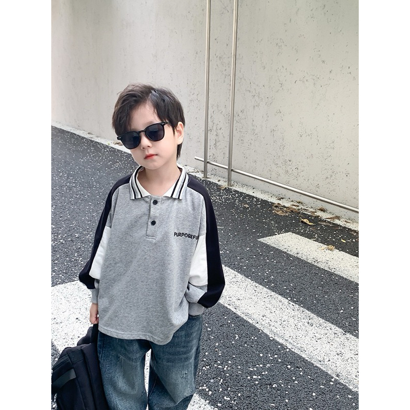 เสื้อแขนยาวโปโลเด็กผู้ชายPuropse