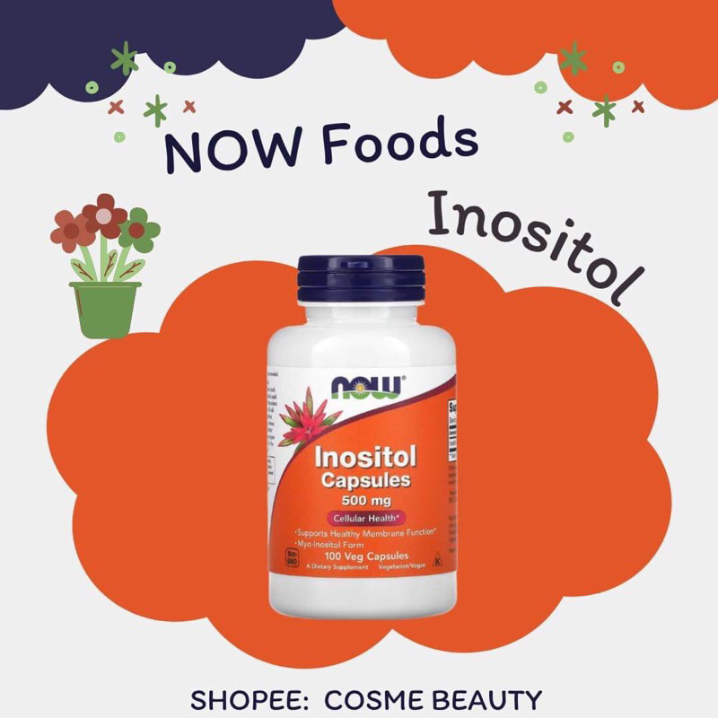 🇺🇸NOW Foods Inositol 500mg 100capsules ,choline&inositol 250mg 100 capsules (พร้อมส่ง/exp.2029) สินค