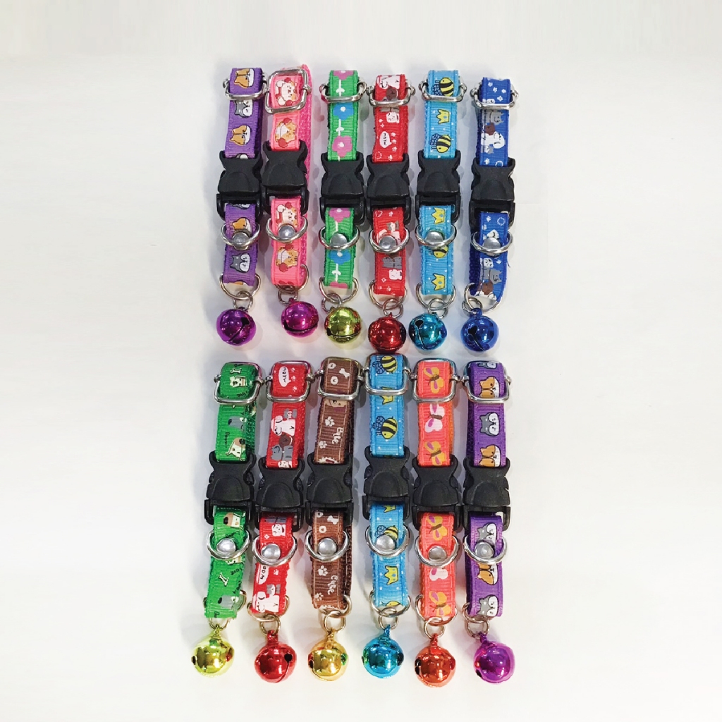 #ปลอกคอสำหรับสัตว์เลี้ยง คอลล่า ปลอกคอแมว กระต่าย ขนาดกว้าง 1 ซม. ยาว 8 นิ้ว มีกระดิ่ง 12เส้น No.049