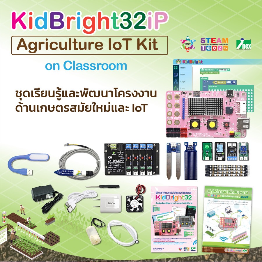 #INEX KidBright Agriculture IoT Kit on Classroom/ชุดเกษตรกรรม IoT/microgreen/เมล็ดพันธุ์/stem/คิตไบร