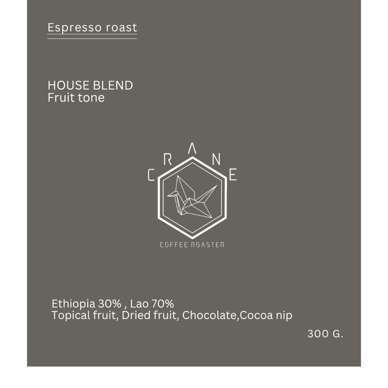 เมล็ดกาแฟเบลนคั่วกลาง House blend FRUIT Tone Espresso roast 300 กรัม