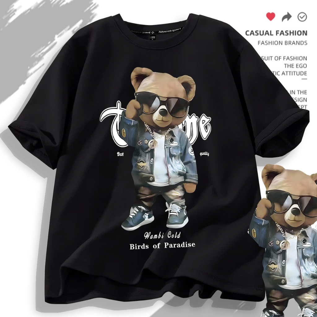 D611(พร้อมส่ง）เสื้อยืดแขนสั้ง สำหรับชายและหญิง.ลายแฟชั่งนานาชาติ ใส่เทียวออกกำลังกายได้