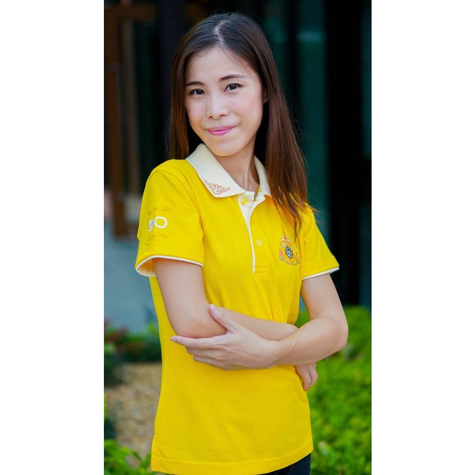 pmw001 เสื้อโปโลเหลือง​  เนื้อผ้าลาคอสอย่างดี