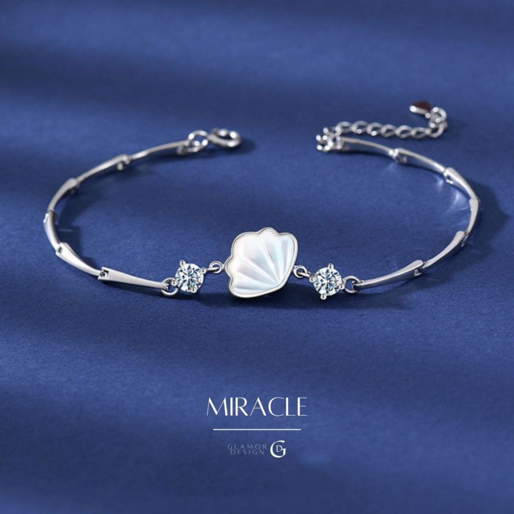 GLAMOR✨กําไลเงิน Miracle สร้อยข้อมือเงินแท้ 92.5 สร้อยข้อมือหินโมรา กำไลข้อมือลายเปลือกหอย