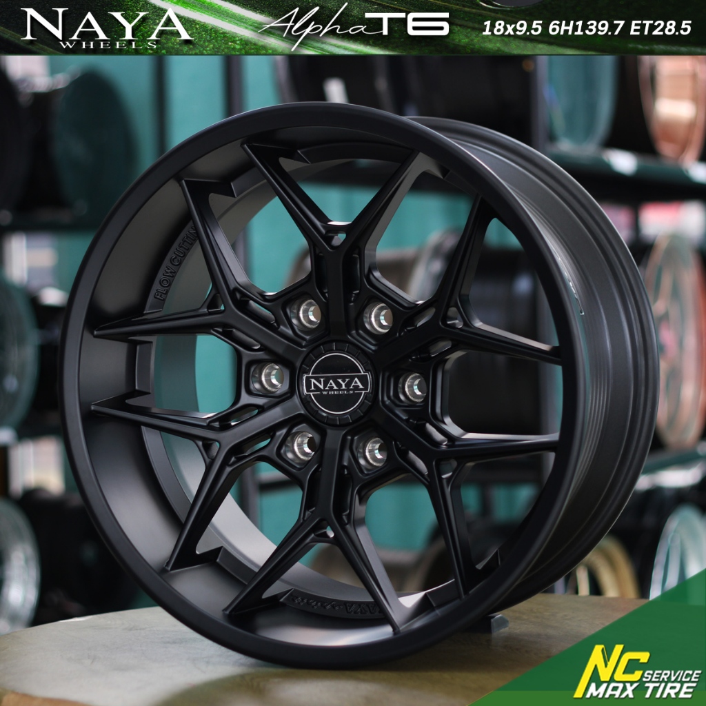 ล้อแม็กขอบ18 / Naya Alpha-T6 / ดำด้าน / 18x9.5 6H139.7 ET28.5 / ราคาต่อ 1 ชุด / ncmaxtire