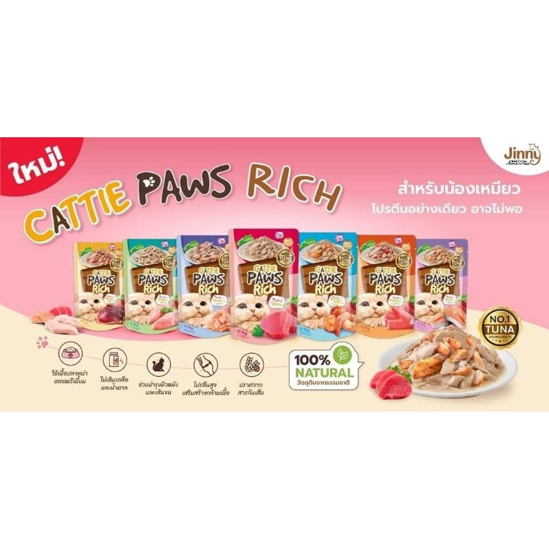 ยกลัง Cattie Paws Rich อาหารเปียกแมว แคทตี้ พาว 70g×48ซอง