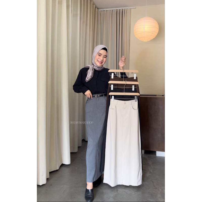 (A07) Heartmade - Serin Skirt (สินค้าพร้อมส่ง) กระโปรงทรงสอบตรงผ้าคอตตอนญี่ปุ่นงานสวยไม่ผ่าหลัง