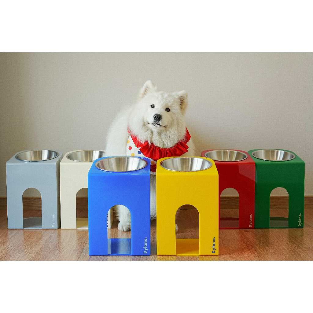 ชามอาหาร / ชามน้ำพร้อมฐานยกสูงไซส์ใหญ่ (L) Dylano Elevated Acrylic Stand with Bowl (Tall)