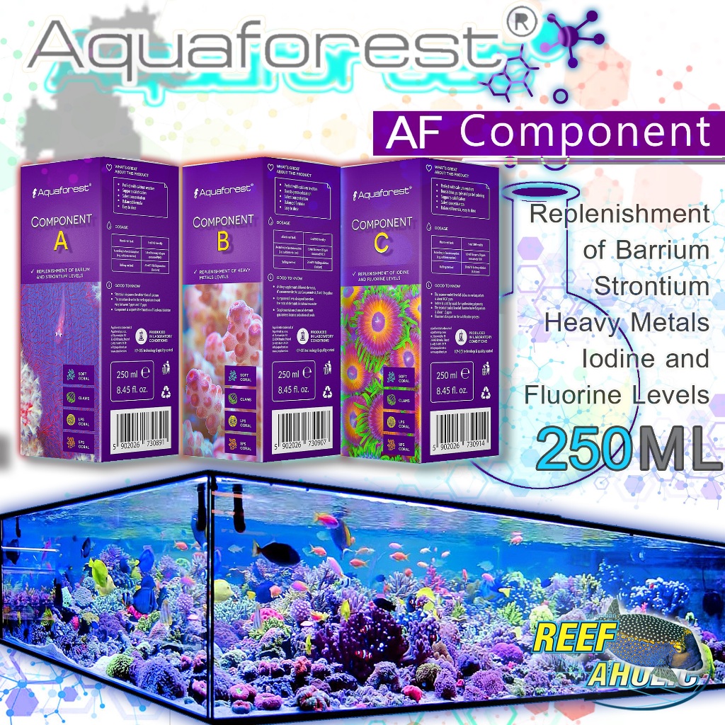 Aquaforest Component A-B-C ขวด 250 ml. แร่ธาตุรองสำหรับตู้ปลาทะเล ดูแลทั้งหลักทั้งรอง แล้วผลลัพธ์มันจะฟ้องที่หน้าตู้
