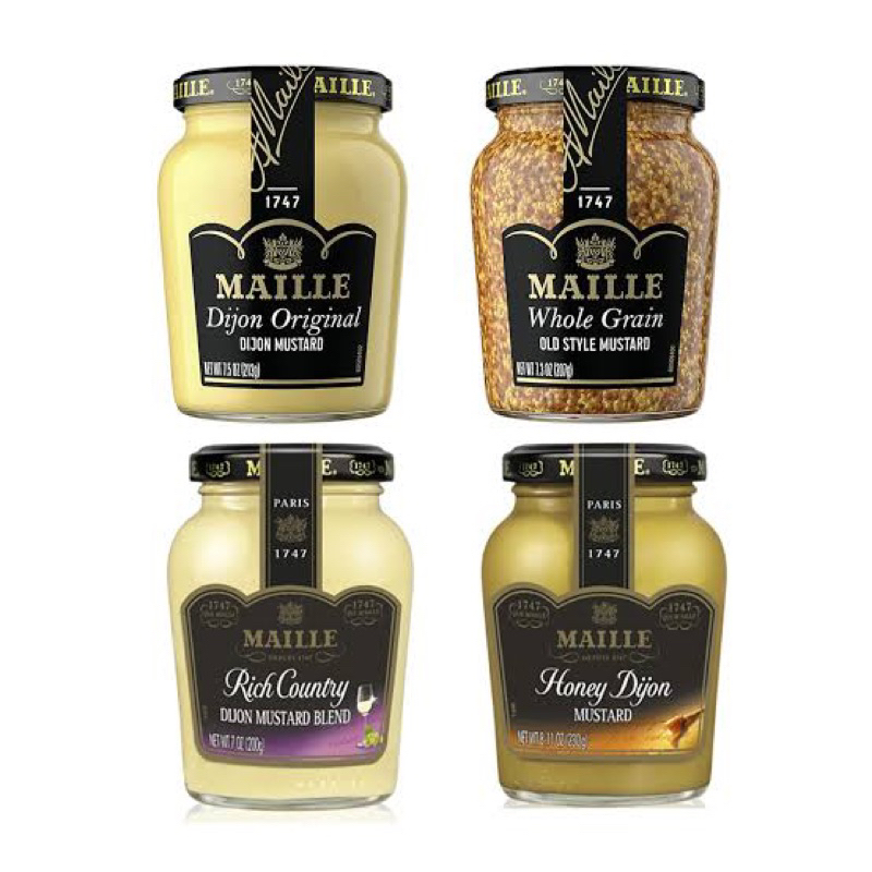 แท้ Maille mustard dijon/ whole grain 200g. fl ไมลี่ มัสตาร์ดดิจอง โฮลเกรน honey dijon  ฮันนี่ นำเข้