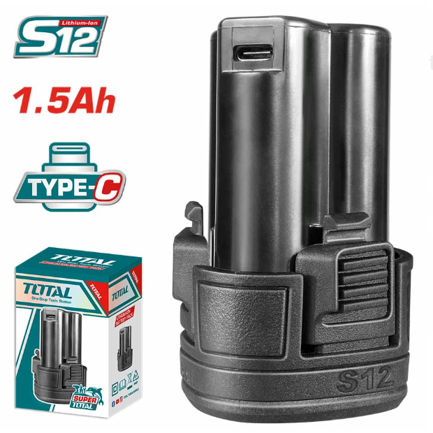 TOTAL แบตเตอรี่ลิเธียม-ไอออน 12V 1.5A รุ่น TBLI12153 และ TBLI12151 ที่ชาร์จแบตเตอรี่ รุ่น TCLI12071/