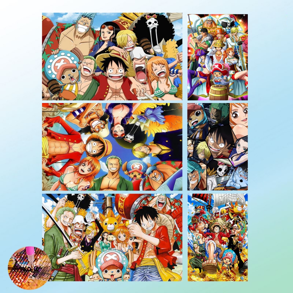 50x40 cm Diamond Painting 5D DIY One Piece วันพีช ครอสติสคริสตัล 5 มิติ ปักครอสติส ภาพติดเพชร