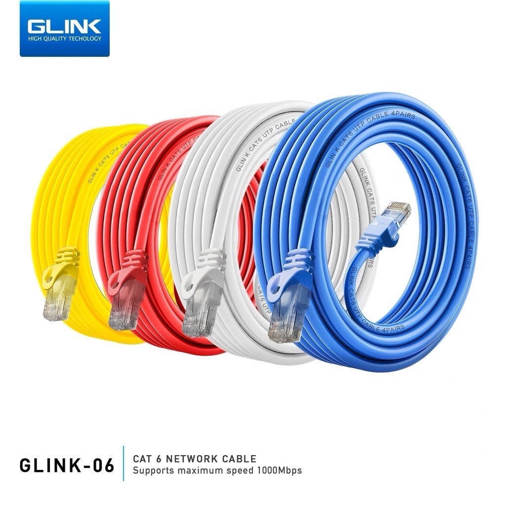 GLINK สายแลน LAN CAT6 (ภายใน) สายสำเร็จ Gigabit 1000M UTP Cable 2/3/5/10/15/20/30 เมตร (GLINK06)