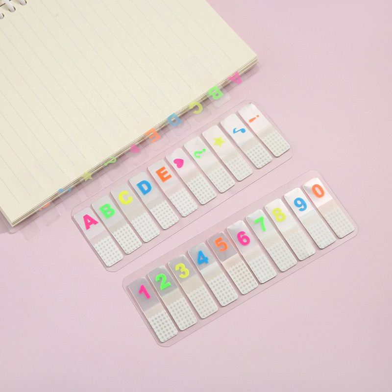 Sticky Note Sticker Index แบบพลาสติก ตัวเลข 0-9 มีลวดลาย มีกาวด้านหลัง
