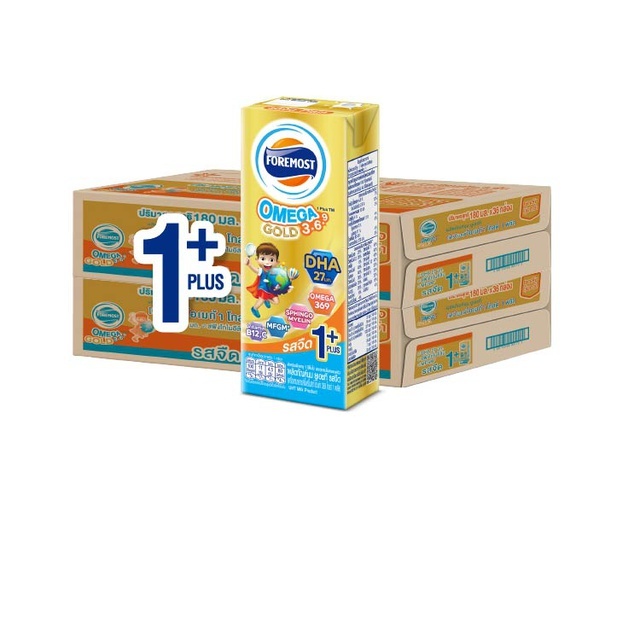 [ขายยกลัง] โฟร์โมสต์ โอเมก้า 369 โกลด์ 1 พลัส รสจืด 180มล (24กล่อง/ลัง) Foremost Omega 369 Gold 1 Pl