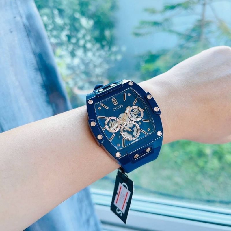 🌻สายซิลิโคนสีน้ำเงิน  UNISEX  ✨ นาฬิกา  Guess GW0203G7 Phoenix Blue