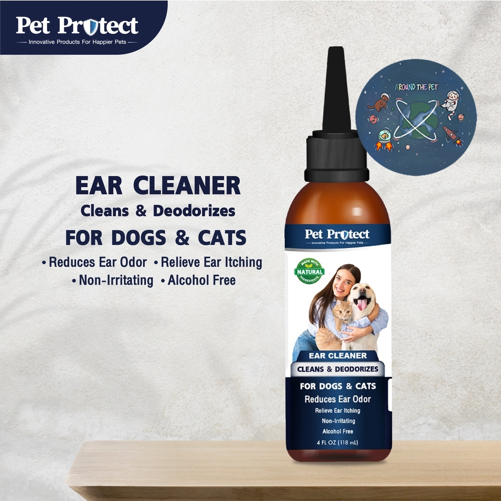 ใหม่ Pet Protect Ear Cleaner น้ำยาทำความสะอาดหู สุนัขและแมว ลดอาการคันในรูหู ลดกลิ่นเหม็น 118 ml.