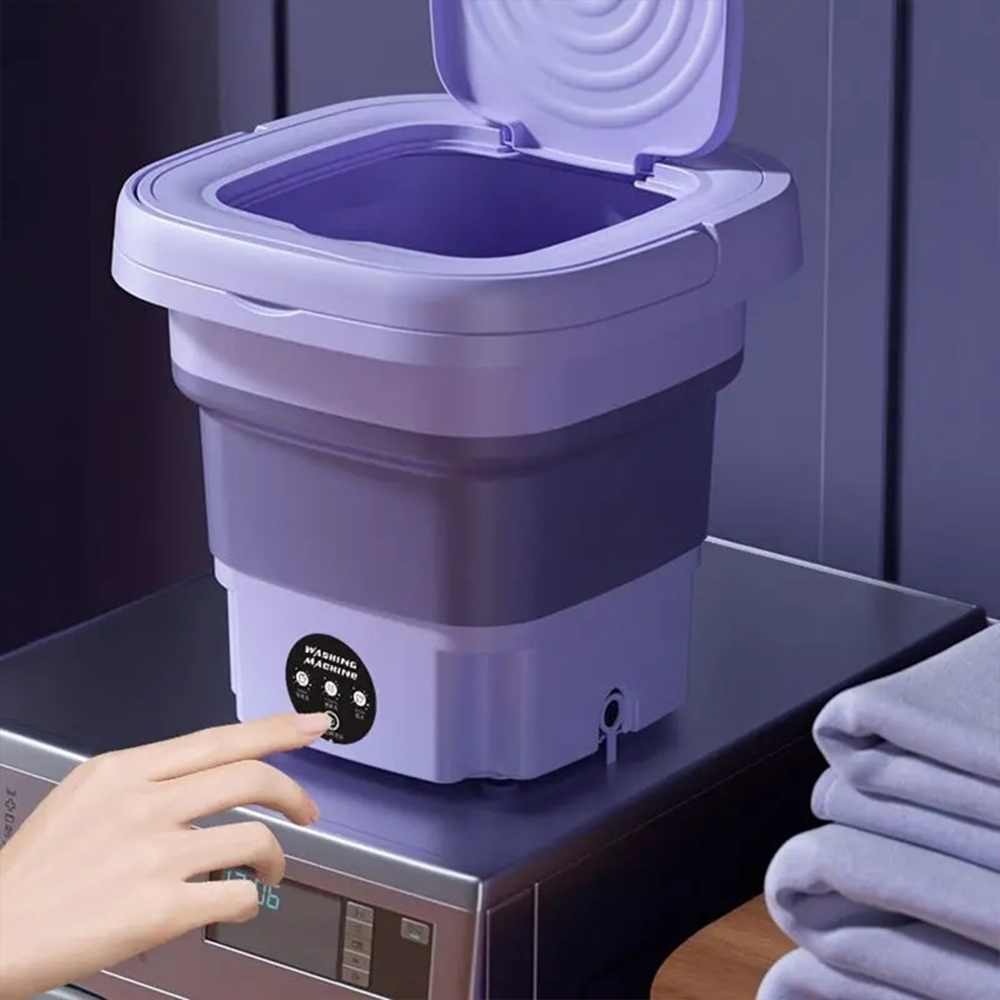 เครื่องซักผ้ามินิ 8L 7297-8L ถังซักผ้า อัตโนมัติ เครื่องซักผ้า mini ปั่นแห้งได้ พับเก็บได้ พกพาสะดวก