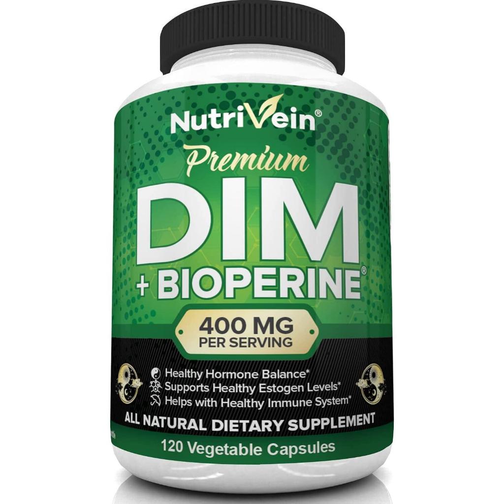 Nutrivein DIM Supplement 400mg Diindolylmethane Plus Bioperine 120 Vegetable Capsules ของแท้จาก USA