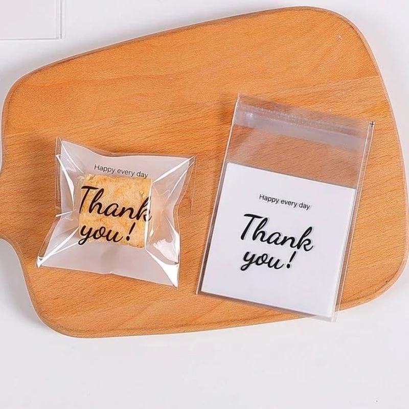 ถุงฝากาวthankyou 10*10+3cm ใส่คุ๊กกี้ บราวนี้