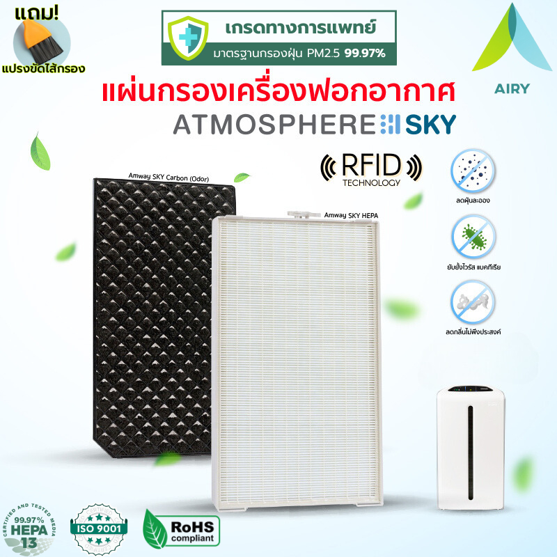 AIRY ไส้กรองอากาศ ไส้กรอง AMWAY ATMOSPHERE SKY กรอง อากาศ PM2.5 กลิ่น ไวรัส เกรดแพทย์ HEPA H13