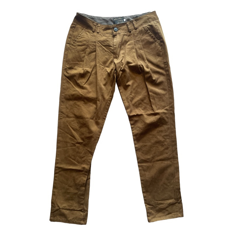 🇰🇷 Design by Korea 🇰🇷 กางเกงสแล็คขายาว สีน้ำตาล มือสอง สภาพเทียบมือ 1