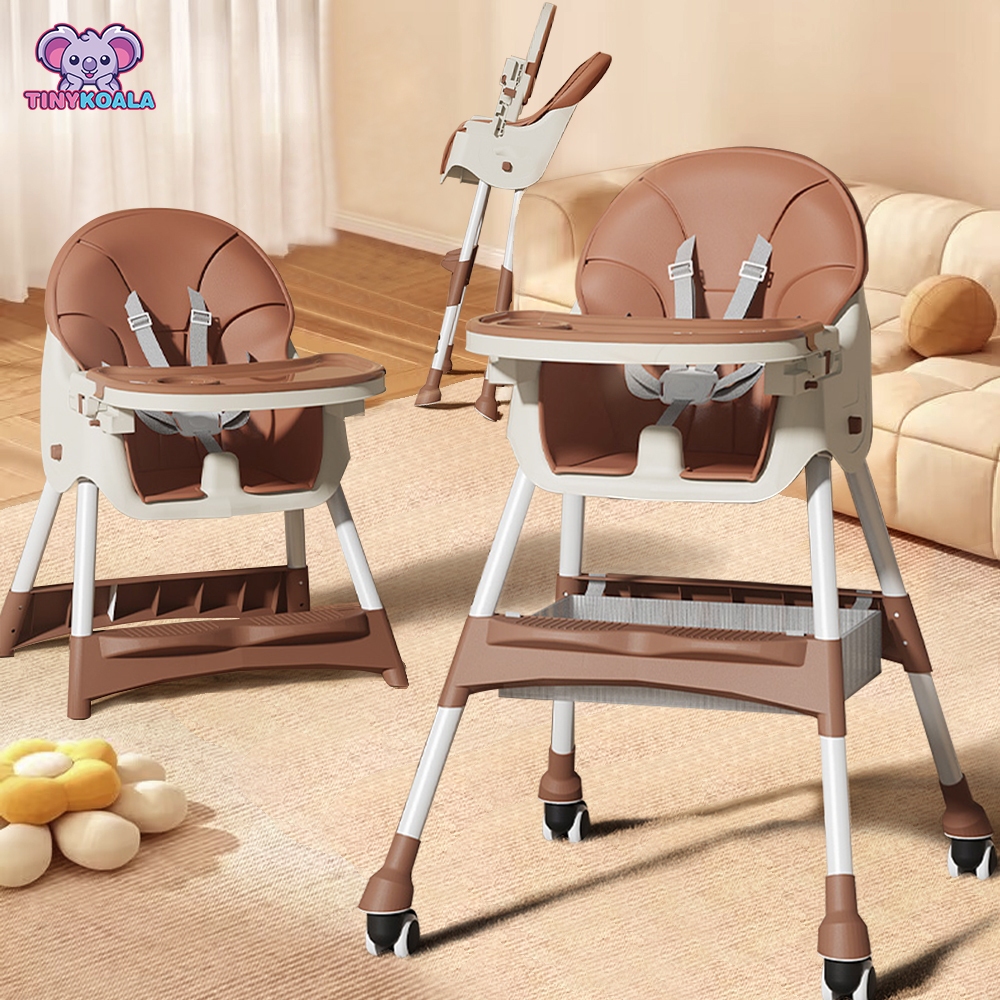 รับน้ำหนัก 75 kg Tinykoala เก้าอี้กินข้าวเด็ก เก้าอี้ทานข้าวเด็ก High Chair-Multifuction ปรับได้ 2 แบบ ​