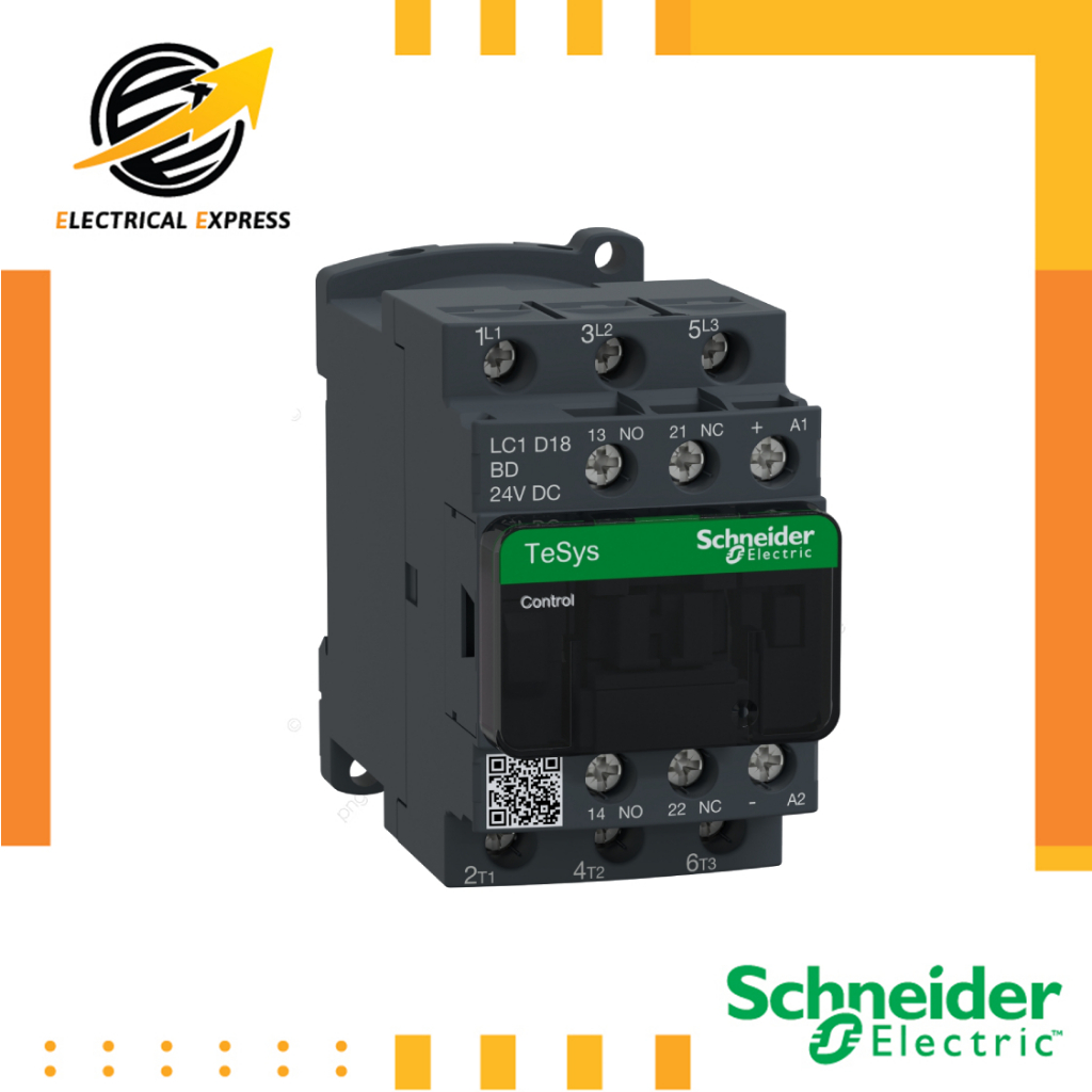 LC1D18BD / LC1D18E7 / แมกเนติก / Magnetic contactor / LC1D18 / 3P(3NO) / 18A / Schneider