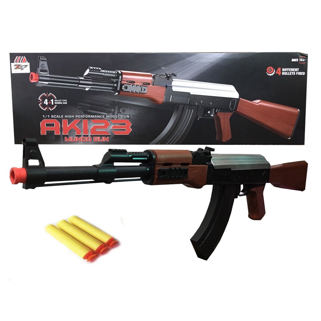 ปืนของเล่น ปืนพลาสติกยิงกระสุนโฟม รุ่นAK123 [4IN1] SCALE 1/1