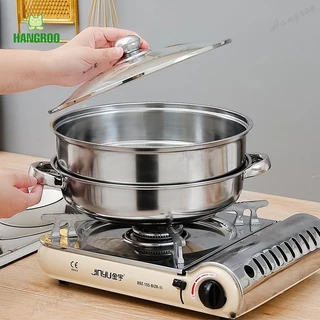 HANGROO POT-G หม้อนึ่งฝาใส 2/3ชั้น ขนาด28cm. หม้อสแตนเลส อเนกประสงค์ ใช้ได้ทุกเตา
