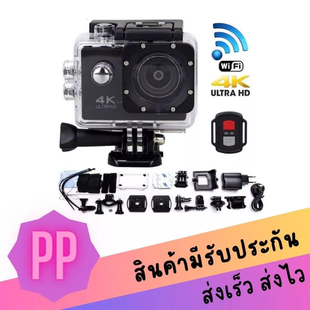 กล้องกันน้ำ กล้องถ่ายใต้น้ำ กล้องติดหมวก 4k Ultra Action Camera With Remote