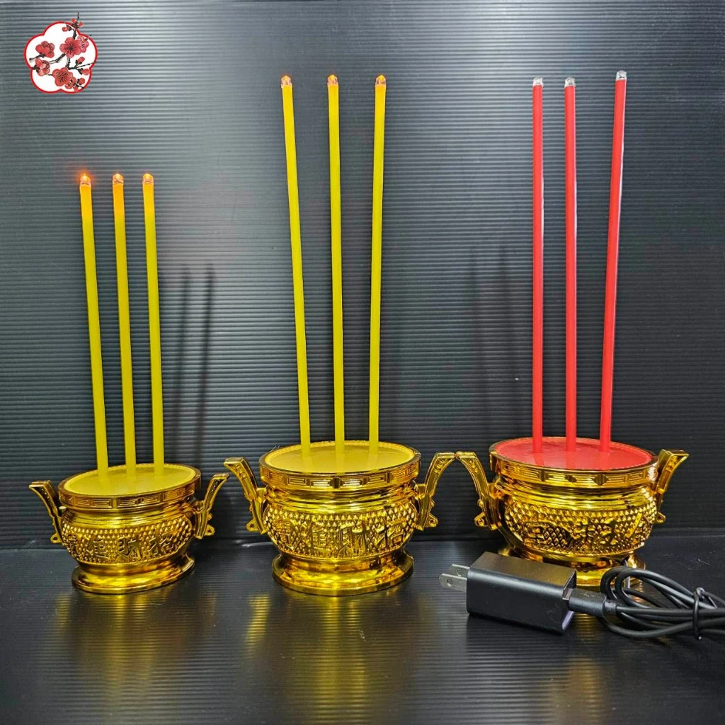 LED กระถางธูปไฟฟ้า หลอดLED 3ดอกรุ่นใส่ถ่านAA2ก้อน (ไม่แถมถ่าน)ประหยัดไฟและมีอายุการใช้งานยาวนาน ELECTRIC JOSS