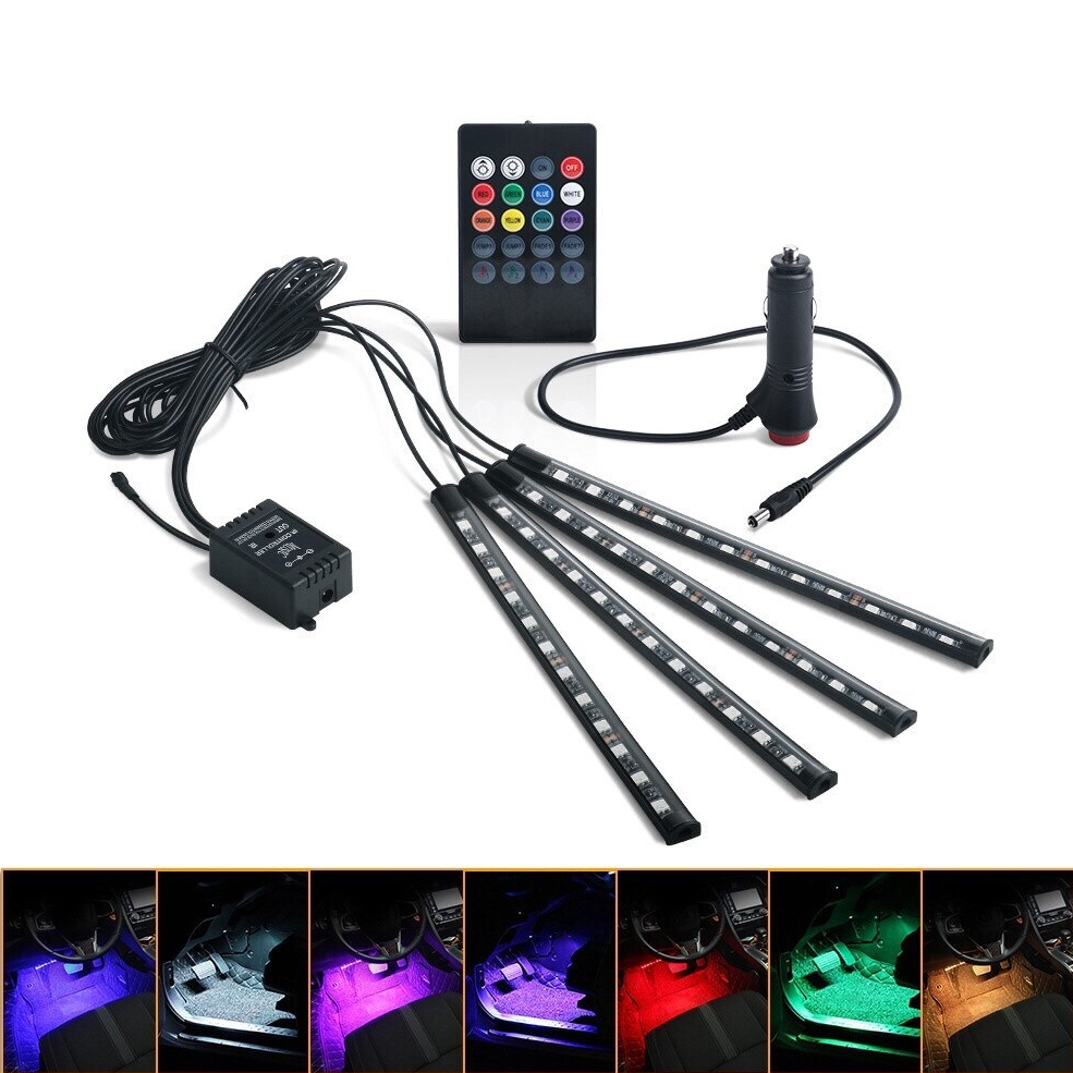 ซื้อ ไฟส่องเท้า เปลี่ยนสี 16สี กระพริบตามจังหวะเพลงอัตโนมัติ ไฟ4ซ่อ+รีโมท 12V