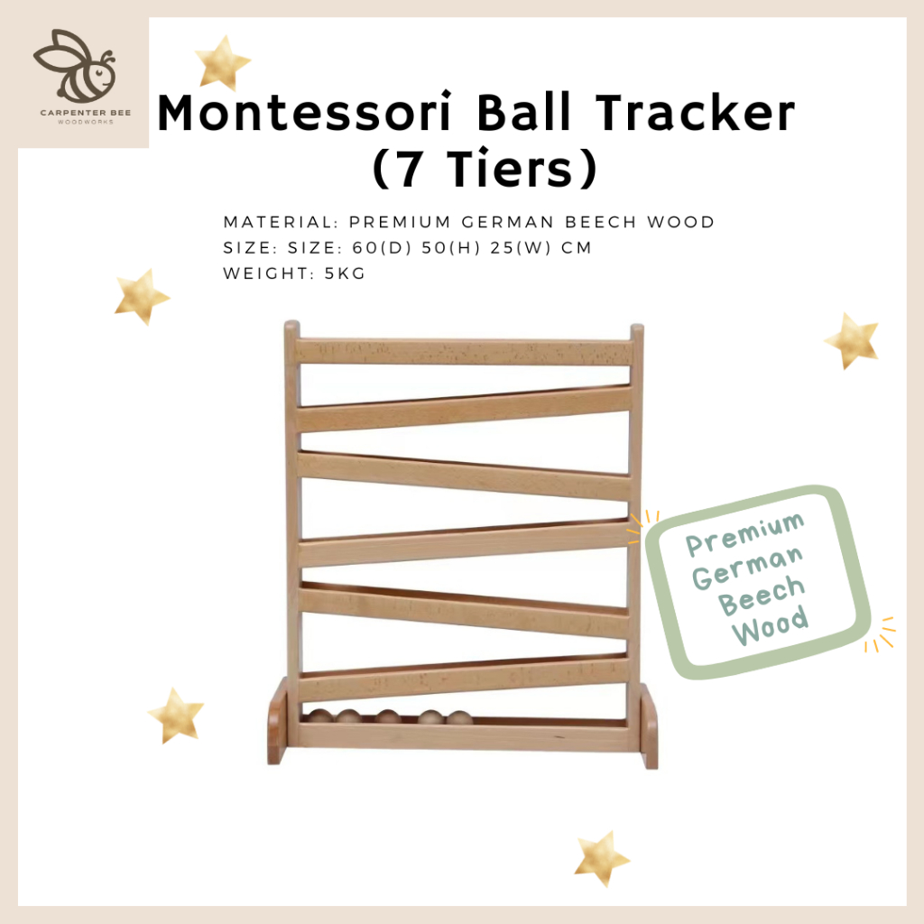 (We guarantee the best quality in Thailand) Montessori Ball Tracker Beech Wood 7 Tiers มอนเตสซอรี่ ของเล่น