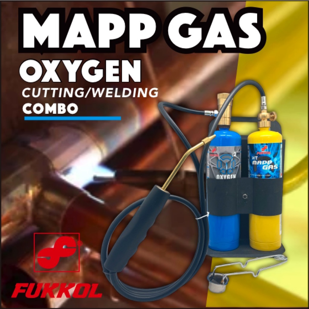 FUKKOL บัดกรีเชื่อมแก๊สออกซิเจน MAPP โพรเพนเชื่อมชุดไฟฉาย MAPP แก๊ส Brazing Torch Kit Fukkol solderi
