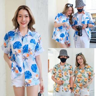 เสื้อเชิ้ตลายดอกทรงวัยรุ่นเสื้อฮาวายลายใหม่2023 หญิงชายใส่ได…