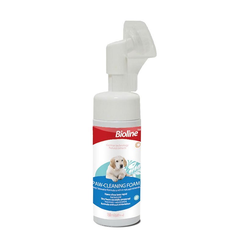 โฟมทำความสะอาดเท้าสัตว์เลี้ยง สุนัข แมว กระต่าย Bioline Paw-Cleaning Foam 150ml.(B2047)