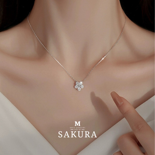 MEET💕พร้อมส่ง แฟชั่นสุดชิค สร้อยคอเงินแท้ Sakura สร้อยคอหัวใจ สร้อยคอเพชร สร้อยแฟชั่น สร้อยคอผู้หญิง