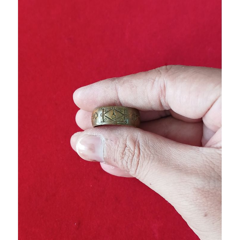 แหวนปลอกมีดหลวงพ่อกวย วัดโฆสิตาราม เนื้อทองแดงผสม ขนาดไซซ์เบอร์ 11